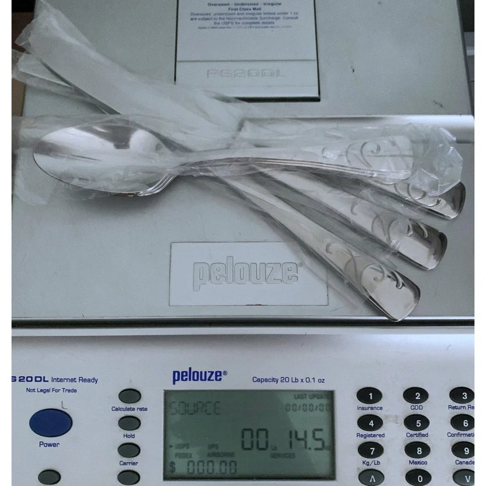 6 Oneida SERIF Design Stainless Steel Flatware 3 Knives 3‎ Table/Soup Spoons NOS